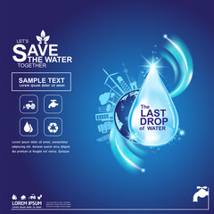 Save Water Vector Concept Water is Life.