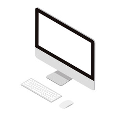 Fototapeta premium アイソメトリックのデスクトップパソコン