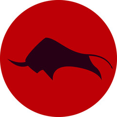savage bull vector illustration icon red black
