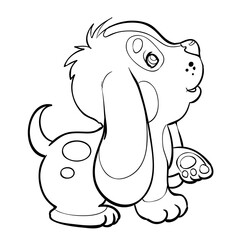 sketch of a cute puppy with spots, coloring, isolated object on white background, vector illustration,