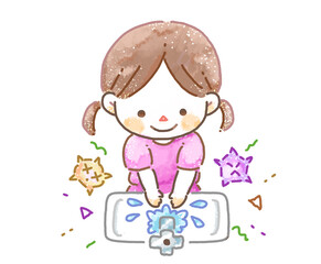 手を洗う女の子