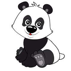 cute black and white panda, cartoon illustration, isolated object on white background, vector illustration,