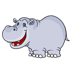 cute hippo, cartoon illustration, isolated object on white background, vector illustration,