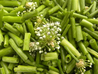 Chopped raw fresh Onion flowers vegetable