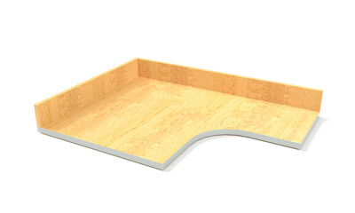 Wood floor fading into white background 3d rendering perspective