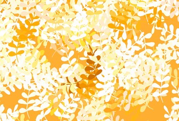 Light Orange vector doodle layout with leaves.