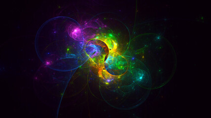 3D rendering abstract colorful fractal light background