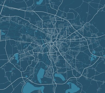 Leipzig map. Leipzig city map poster. Map of Leipzig street, urban area.