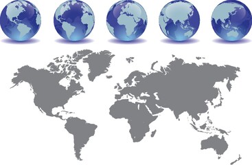 Fototapeta na wymiar globes with a map