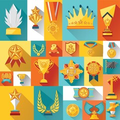 collection of trophies and medals