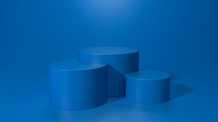Empty podium or pedestal display on white background with stand concept. Blank product shelf standing backdrop. 3D rendering