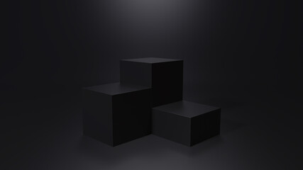 Empty podium or pedestal display on white background with stand concept. Blank product shelf standing backdrop. 3D rendering