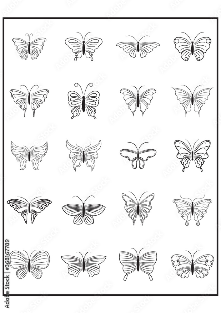 Wall mural set of butterflies