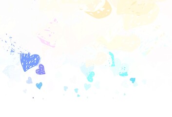 Light Blue, Yellow vector texture with lovely hearts.