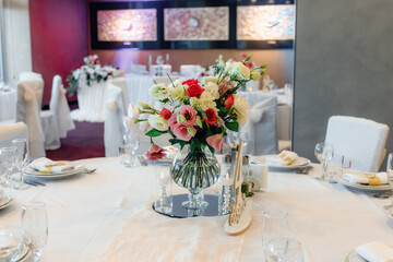Flower table decorations for holidays and wedding dinner