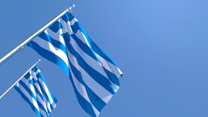 3D rendering of the national flag of Greece waving in the wind