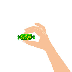 Hand hold candy wrapper dessert sweetness