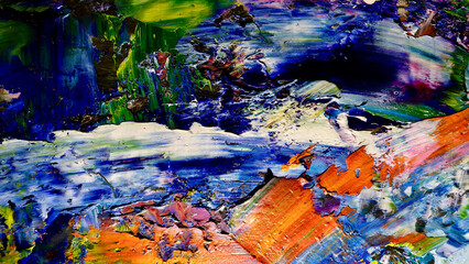 Colorful abstract background wallpaper. Modern motif visual art.  Mixtures of oil paint. Trendy hand painting canvas. Wall decor and Wall art prints Idea.  3D Texture.