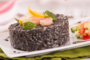 Squid ink risotto.	