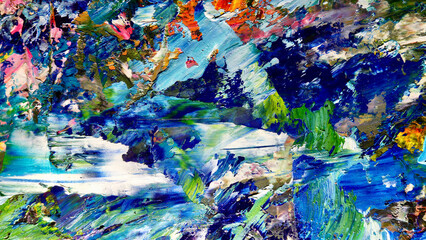 Colorful abstract background wallpaper. Modern motif visual art.  Mixtures of oil paint. Trendy...