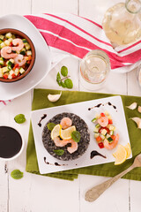 Squid ink risotto.	