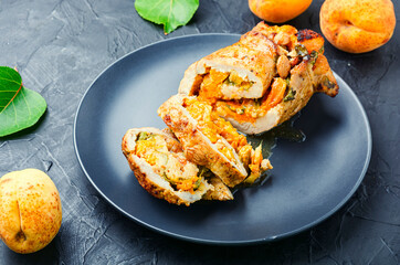 Meat stuffed with apricot.
