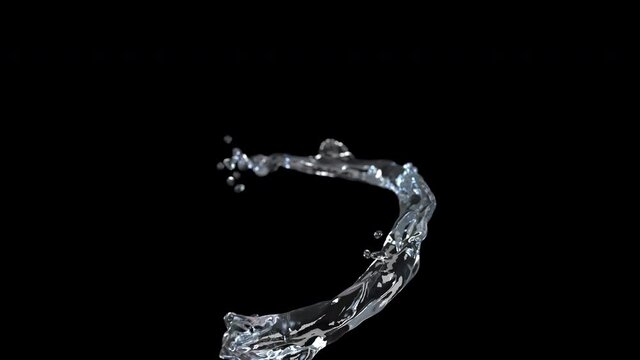 magic spiral flow of clear water on black