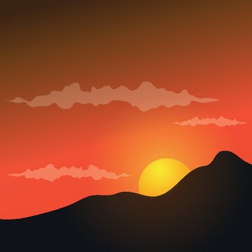 Sunset Background With Moutains