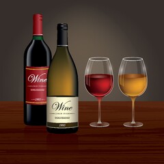 wine glass with bottle