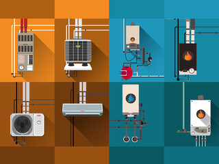Cooling and heating systems,Gas boiler and air condition system