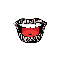 Female smile with zebra print lipstick - colorful isolated sticker