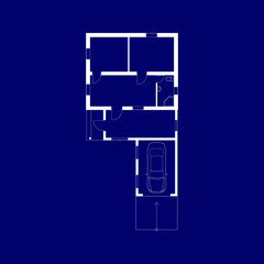 Blueprint floor plan of a modern apartment.  Vector blueprint. Architectural background.