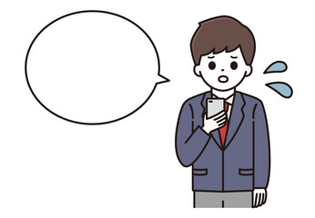 男子学生 スマートフォン 吹き出し イラスト