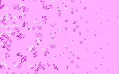 Light Purple vector background with hearts.