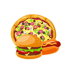Burger,pizza hot dog