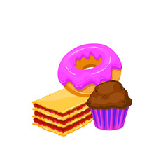 Donut with strawberry cream vector