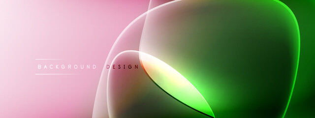 Vector abstract background - liquid bubble shapes on fluid gradient with shadows and light effects. Shiny design template for text