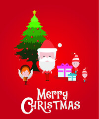Christmas logo in red background merry xmas greeting card