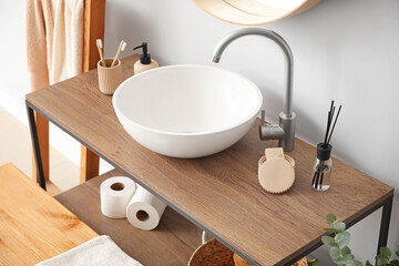 Sink in interior of modern stylish bathroom