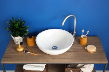 Sink in interior of modern stylish bathroom