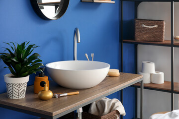 Sink in interior of modern stylish bathroom