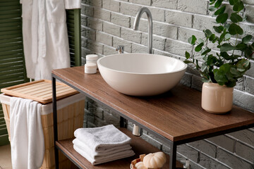 Sink in interior of modern stylish bathroom