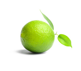 Ripe lime on white background