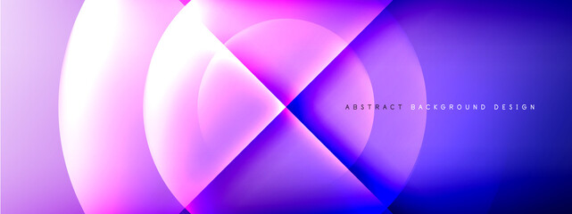 Vector abstract background - circle and cross on fluid gradient with shadows and light effects. Techno or business shiny design templates for text