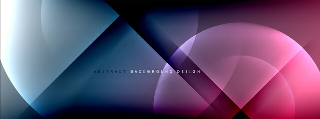 Vector abstract background - circle and cross on fluid gradient with shadows and light effects. Techno or business shiny design templates for text