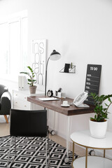 Comfortable workplace in stylish office