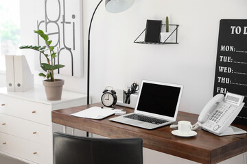 Comfortable workplace with modern computer in office