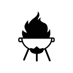 barbeque pit on fire silhouette