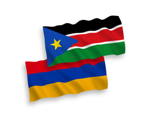 Obraz premium Flags of Republic of South Sudan and Armenia on a white background