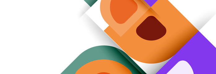 Set of vector modern geometric abstract backgrounds with repeating abstract round shapes patterns and shadow effects